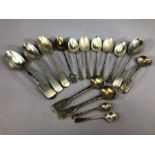 Collection of various hallmarked silver spoons to include Georgian, 15 in total approx 172g