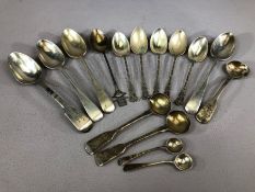 Collection of various hallmarked silver spoons to include Georgian, 15 in total approx 172g