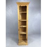Pine bookcase with four adjustable shelves, approx 50cm x 33cm x 174cm tall