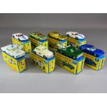 Eight boxed Matchbox Superfast diecast model vehicles:5 Lotus Europe, 15 Volkswagen, 41 Ford G.T.