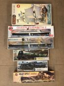 AIRFIX -72 1/72 Scale Model Kits boxed to include: Trains and Ships (6)