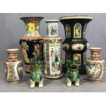 Collection of Oriental ceramics to include four vases, the tallest approx 51cm in height, a plant or