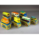 Seven boxed Matchbox Superfast diecast model vehicles: 2 Mercedes Trailer, 12 Setra Coach, 23