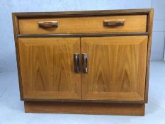 Mid Century G-Plan sideboard with single drawer and cupboard below, approx 85cm x 46cm x 70cm tall
