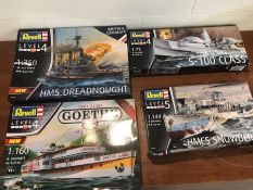 Revell model making kits: Military war ships to include HMS Dreadnought (4)