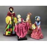 Collection of four Royal Doulton figurines: 'The Parson's Daughter' HN564, 'The Paisley Shawl'