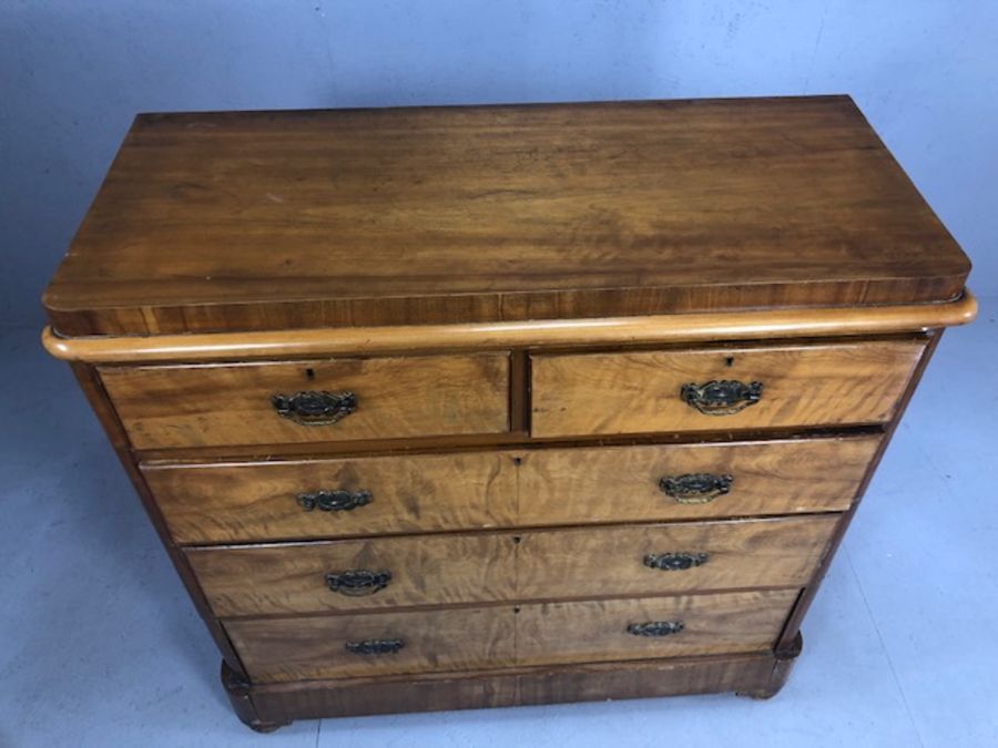Satinwood chest of five drawers with extra deep bottom drawer, approx 114cm x 50cm x 113cm - Image 2 of 4