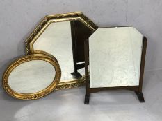 Collection of three mirrors, one octagonal