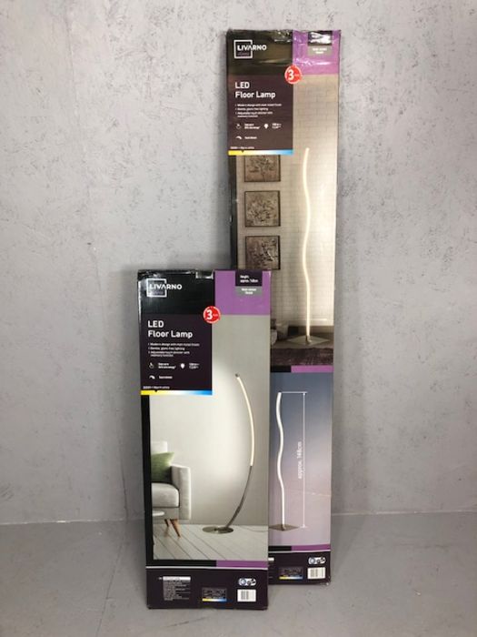 Two boxed LED floor lamps