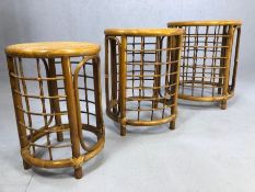 Nest of cane and rattan side tables