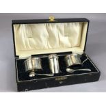 Silver hallmarked and boxed Cruet set (one glass liner missing)