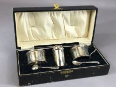 Silver hallmarked and boxed Cruet set (one glass liner missing)