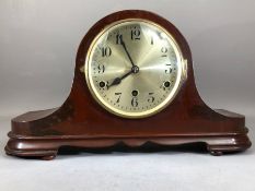 Westminster chime DRGM mantle clock, approx 24cm in height, with key