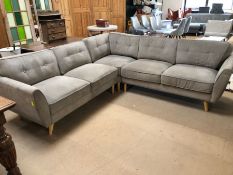 Contemporary grey L-shaped sofa, approx 230cm x 230cm