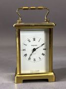 Late 20th Century brass carriage clock, keyless wind and set, movement marked 'Douvrdrey and