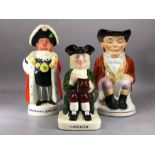 Collection of three character jugs; a Beswick Worthington's IPA Town Crier 'Behind every good