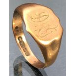 9ct Gold Ring fully hallmarked engraved Rose Gold approx size 'U' & 3.1g