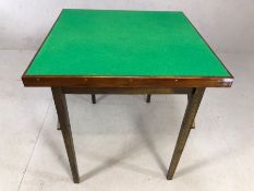 Folding card table with green baize, approx 70mc x 70cm