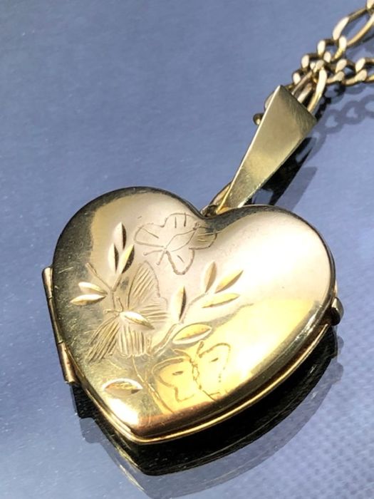 9ct Gold chain and unmarked Gold coloured heart shaped locket - Image 3 of 8