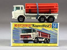 Boxed Diecast vehicle: Matchbox series No.58 DAF Girder Truck complete with red girder load, white