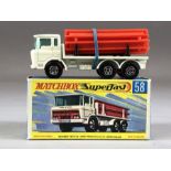 Boxed Diecast vehicle: Matchbox series No.58 DAF Girder Truck complete with red girder load, white