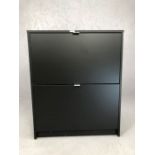 Modern shoe cupboard, black with silver handles