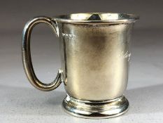 Hallmarked silver cup engraved & assayed for Sheffield maker Emily Viners approx 7cm tall & 101g