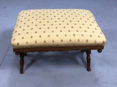 Footstool on X-Frame support and with upholstered cushion