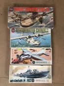 AIRFIX -72 1/72 Scale Model Kits boxed to include: Warships and Planes (4)