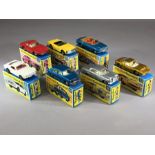 Seven boxed Matchbox Superfast diecast model vehicles: 8 Ford Mustang, 27 Mercedes 230 SL, 33