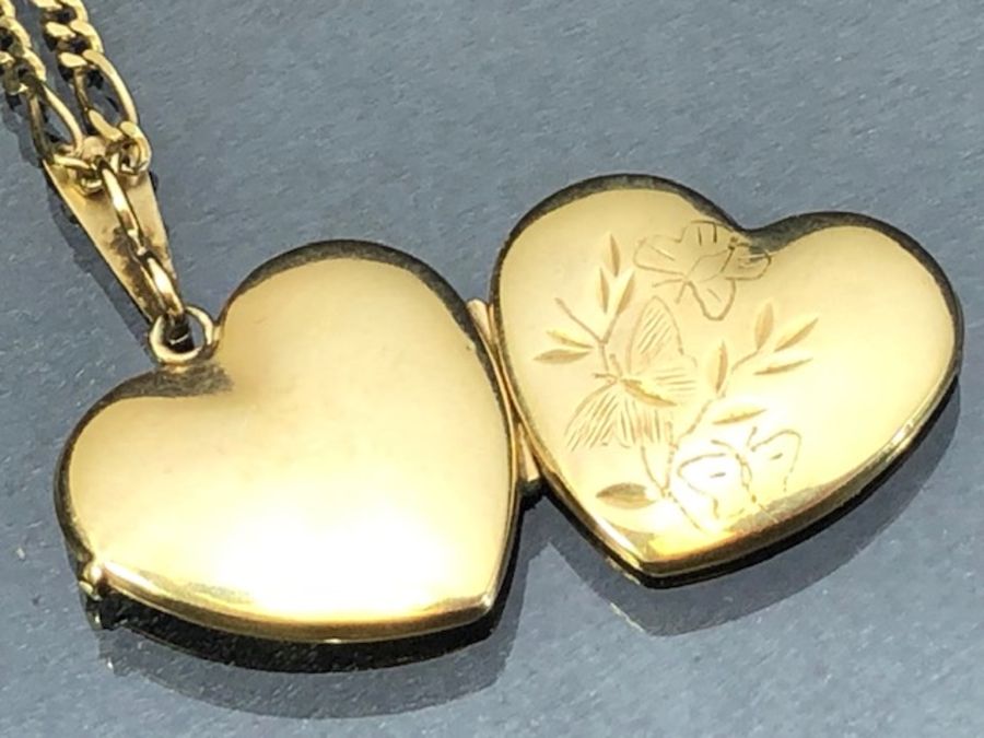 9ct Gold chain and unmarked Gold coloured heart shaped locket - Image 6 of 8