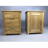 Light wood modern office filing drawers and matching cupboard, each approx 59cm x 55cm x 77cm tall