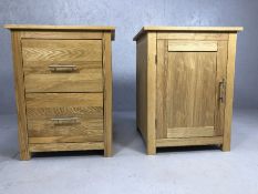 Light wood modern office filing drawers and matching cupboard, each approx 59cm x 55cm x 77cm tall