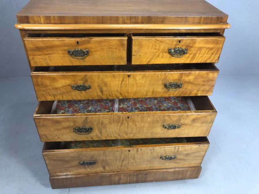 Satinwood chest of five drawers with extra deep bottom drawer, approx 114cm x 50cm x 113cm - Image 3 of 4