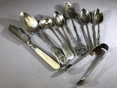 Collection of various silver items to include sugar nips, spoons etc various makers and dates approx