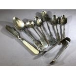 Collection of various silver items to include sugar nips, spoons etc various makers and dates approx