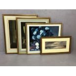 Collection of four nicely framed prints: a signed pair after L Campbell White, 'Hydrangea in an urn'