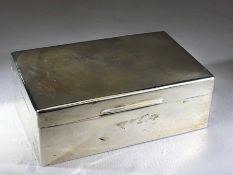 Silver hallmarked cigarette box London approx 14 x 9 x 5cm and total weight 358g