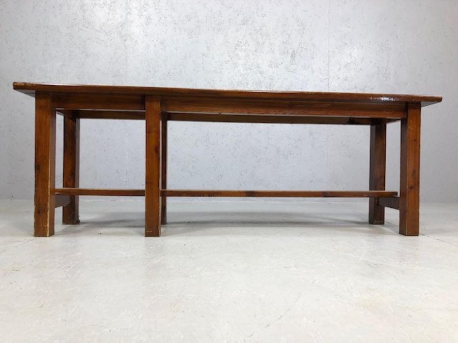 Wooden hall bench, approx 130cm x 30cm x 47cm tall - Image 3 of 5