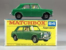 Boxed Diecast vehicle: Matchbox series No.64 MG 1100, in green with cream interior