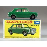 Boxed Diecast vehicle: Matchbox series No.64 MG 1100, in green with cream interior