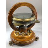 Polished mahogany and brass galvanometer by W G Pye & Co, Cambridge, approx 22cm in height