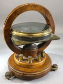 Polished mahogany and brass galvanometer by W G Pye & Co, Cambridge, approx 22cm in height