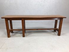 Wooden hall bench, approx 130cm x 30cm x 47cm tall