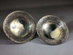 Pair of Hallmarked silver pierced bowls Birmingham by maker Gorham Manufacturing Co A/F approx 10.