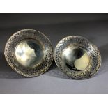 Pair of Hallmarked silver pierced bowls Birmingham by maker Gorham Manufacturing Co A/F approx 10.