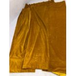 TEXTILES: Tow pairs of gold velvet curtains, each curtain approx 220cm in drop x 140cm in width,