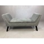 Grey velvet bench or end of bed stool, approx 130cm x 45cm x 64cm tall