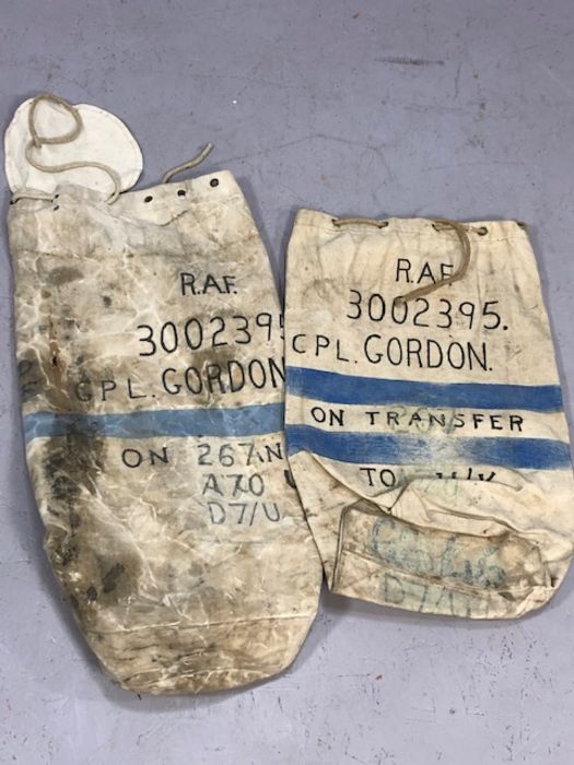 Two vintage RAF canvas kit bags
