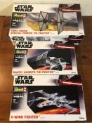 Revell Star Wars model making kits (Disney) to include X-Wing fighter, Tie Fighter etc (3)